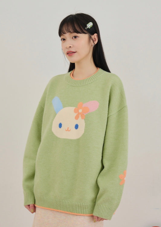 SANRIO 台灣MINI MATTER聯名 usahana綠色撞色冷衫 預訂(數量有限 售完即止)