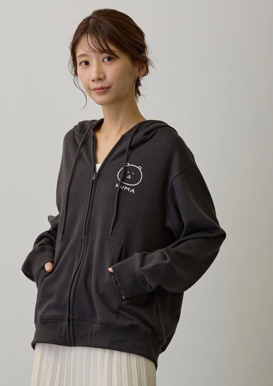 NAGANO CHARACTER joke bear rolling zip hoodie 預訂-summersale